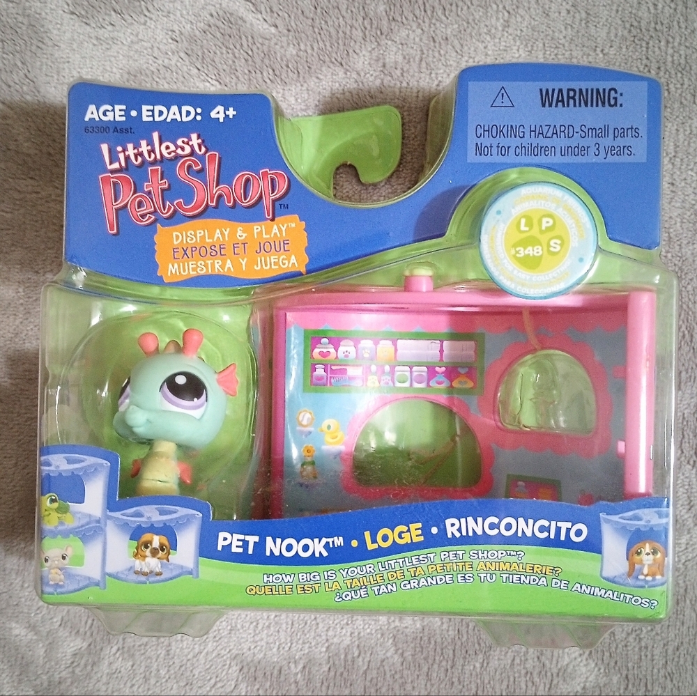 NIP Littlest Pet Shop Pet Nook # 348 Seahorse Packaging Variant
